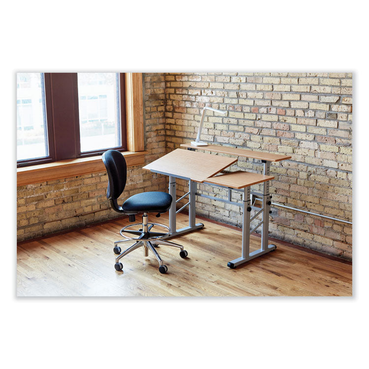 Height-Adjustable Split Level Drafting Table, Rectangular/Square, 47.25 x 29.75 x 26 to 37.25, Medium Oak