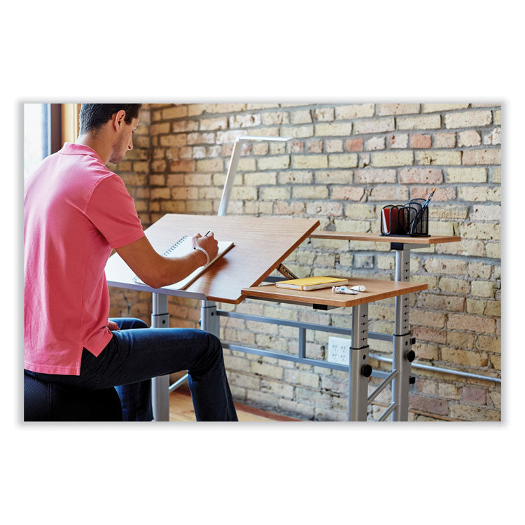 Height-Adjustable Split Level Drafting Table, Rectangular/Square, 47.25 x 29.75 x 26 to 37.25, Medium Oak