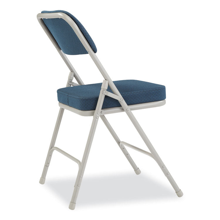 3200 Series Fabric Dual-Hinge Folding Chair, Supports Up to 300 lb, Regal Blue Seat, Regal Blue Back, Gray Base, 2/Carton