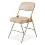 3200 Series 2" Vinyl Upholstered Double Hinge Folding Chair, Supports Up to 300lb, 18.5" Seat Height, Beige, 2/Carton
