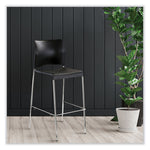 Cafetorium Bar Height Stool, Supports Up to 500 lb, 31" Seat Height, Black Seat, Black Back, Chrome Base