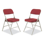 3200 Series Premium Fabric Dual-Hinge Folding Chair, Supports Up to 300 lb, Burgundy Seat, Burgundy Back, Gray Base, 2/Carton
