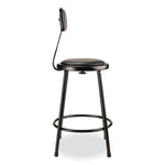 6400 Series Heavy Duty Vinyl Padded Stool with Backrest, Supports 300 lb, 24" Seat Height, Black Seat, Black Back, Black Base