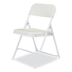 800 Series Plastic Folding Chair, Supports Up to 500 lb, 18" Seat Height, Bright White Seat, White Base, 4/Carton