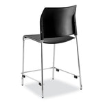 Cafetorium Counter Height Stool, Supports Up to 300 lb, 24" Seat Height, Black Seat, Black Back, Chrome Base