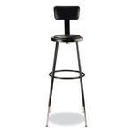 6400 Series Height Adjustable Heavy Duty Vinyl Padded Stool with Backrest, Supports 300 lb, 32" to 39" Seat Height, Black