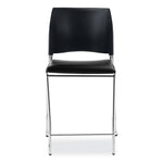 Cafetorium Counter Height Stool, Padded, Supports Up to 300 lb, 24" Seat Height, Black Seat, Black Back, Chrome Base