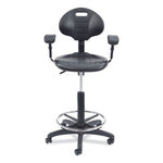6700 Series Adjustable Height Polyurethane Task Stool with Arms, Supports Up to 300 lb, 22" to 32" Seat Height, Black
