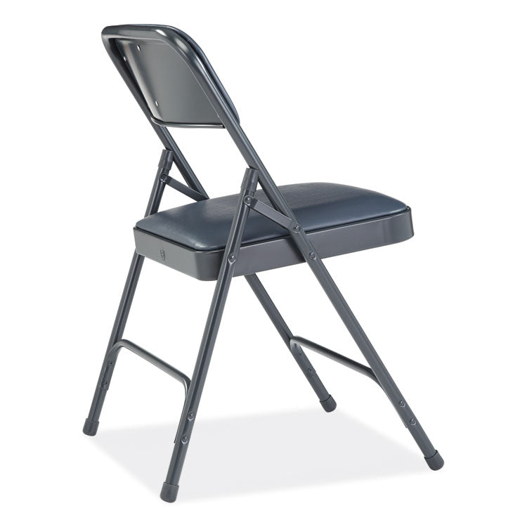 1200 Series Vinyl Dual-Hinge Folding Chair, Supports Up to 500 lb, 17.75" Seat Height, Dark Midnight Blue, 4/Carton