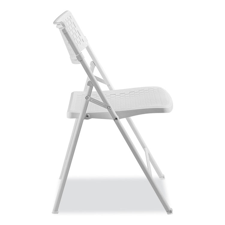 AirFlex Series Premium Poly Folding Chair, Supports Up to 1,000 lb, 17.25" Seat Height, White Seat/Back/Base, 4/Carton