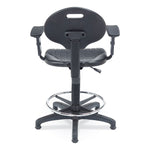 6700 Series Adjustable Height Polyurethane Task Stool with Arms, Supports Up to 300 lb, 22" to 32" Seat Height, Black