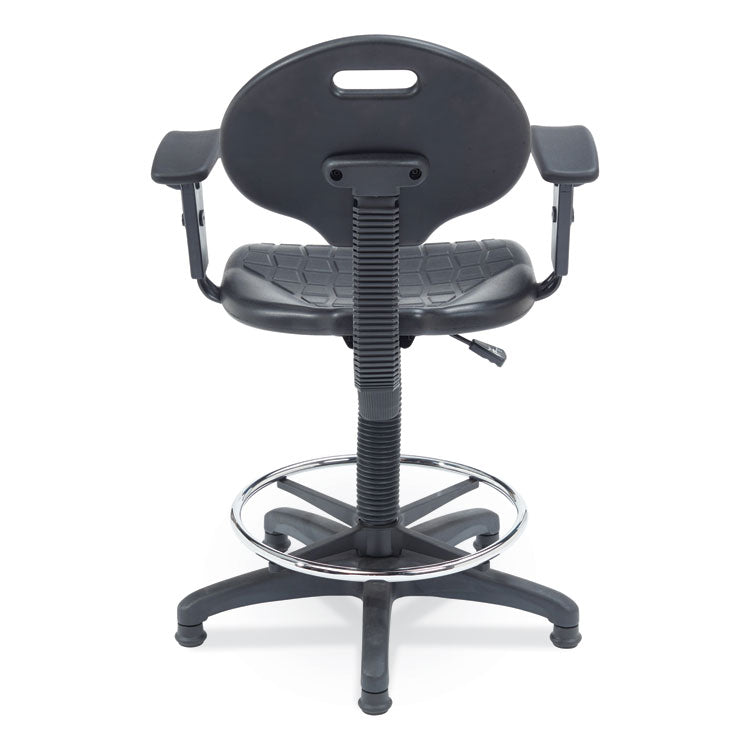 6700 Series Adjustable Height Polyurethane Task Stool with Arms, Supports Up to 300 lb, 22" to 32" Seat Height, Black