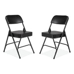 3200 Series 2" Vinyl Upholstered Double Hinge Folding Chair, Supports Up to 300 lb, 18.5" Seat Height, Black, 2/Carton