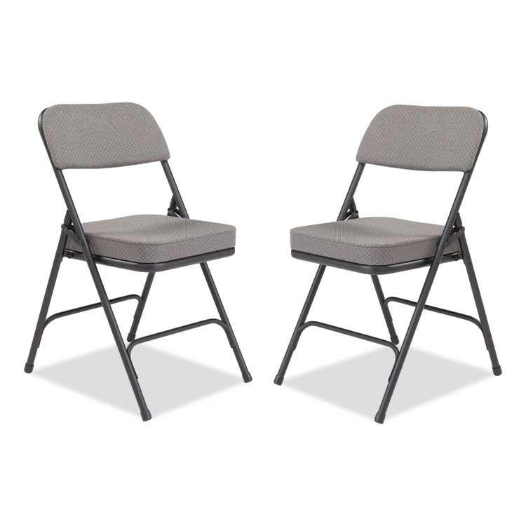 3200 Series Fabric Dual-Hinge Folding Chair, Supports Up to 300 lb, Charcoal Seat, Charocoal Back, Black Base, 2/Carton