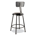 6400 Series Heavy Duty Vinyl Padded Stool with Backrest, Supports 300 lb, 24" Seat Height, Black Seat, Black Back, Black Base