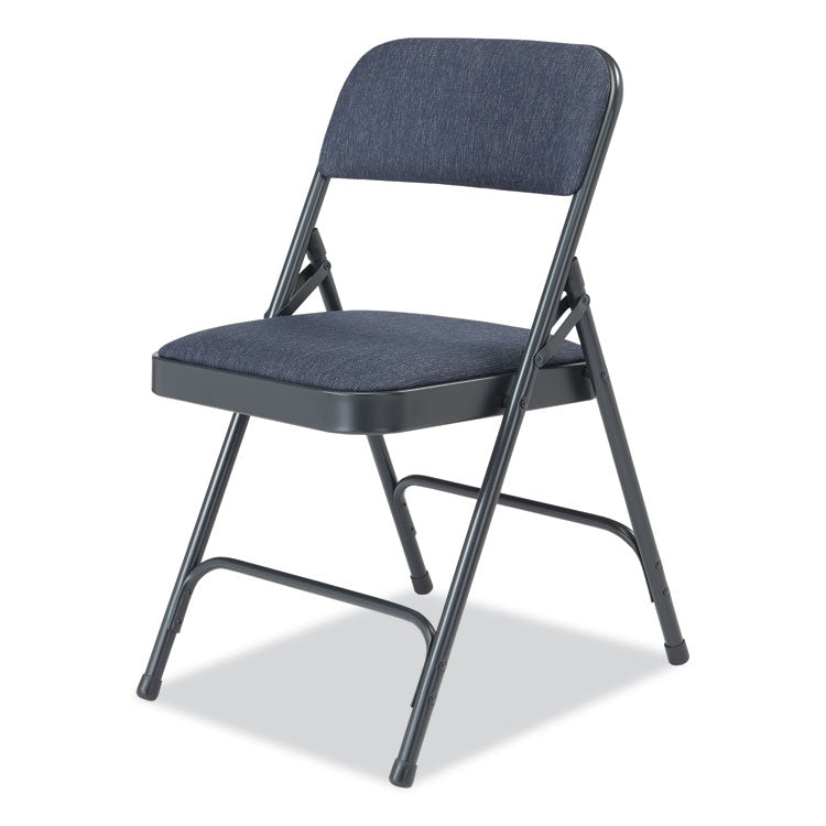 2200 Series Fabric Dual-Hinge Folding Chair, Supports 500 lb, Royal Blue Sea, Royal Blue Back, Charcoal-Blue Base, 4/Carton