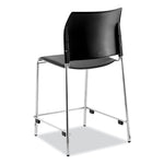 Cafetorium Counter Height Stool, Padded, Supports Up to 300 lb, 24" Seat Height, Black Seat, Black Back, Chrome Base