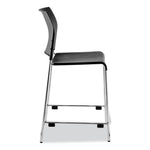 Cafetorium Counter Height Stool, Supports Up to 300 lb, 24" Seat Height, Black Seat, Black Back, Chrome Base