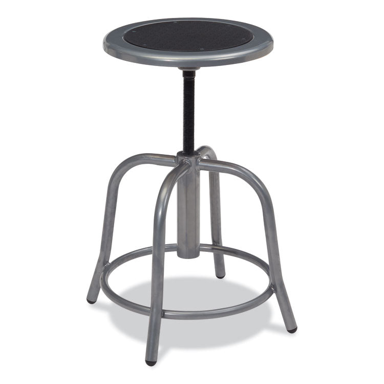 6800 Series Height Adjustable Metal Seat Swivel Stool, Supports Up to 300 lb, 18" to 24" Seat Height, Black Seat, Gray Base