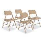 300 Series Deluxe All-Steel Triple Brace Folding Chair, Supports Up to 480 lb, 17.25" Seat Height, Beige, 4/Carton