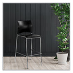 Cafetorium Bar Height Stool, Padded Seat/Back, Supports Up to 500 lb, 31" Seat Height, Black Seat, Black Back,Chrome Base