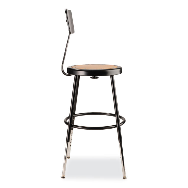 6200 Series 19" to 27" Height Adjustable Heavy-Duty Stool with Backrest, Supports Up to 500 lb, Masonite Seat/Black Base