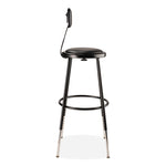 6400 Series Height Adj Heavy Duty Vinyl Steel Stool w/Backrest, Supports 300 lb, 25"-33" Seat Ht, Black