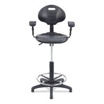 6700 Series Adjustable Height Polyurethane Task Stool with Arms, Supports Up to 300 lb, 22" to 32" Seat Height, Black