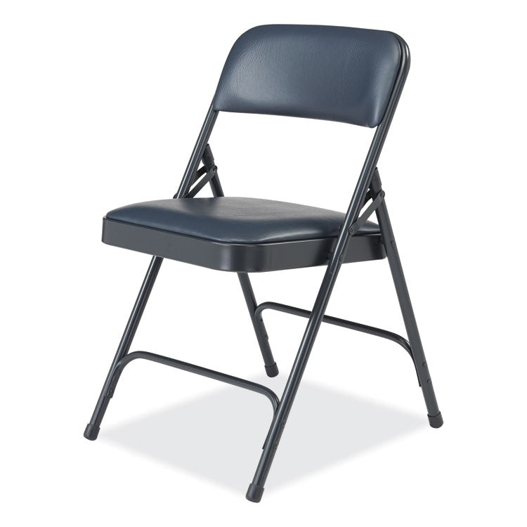 1200 Series Vinyl Dual-Hinge Folding Chair, Supports Up to 500 lb, 17.75" Seat Height, Dark Midnight Blue, 4/Carton