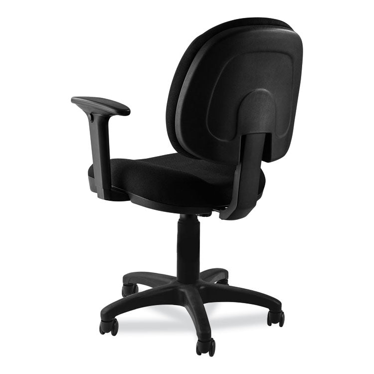 Comfort Task Chair with Arms, Supports Up to 300 lb, 19" to 23" Seat Height, Black Seat, Black Back, Black Base