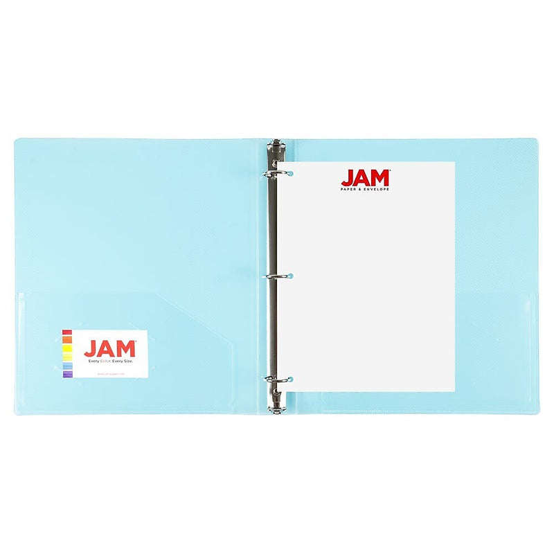 JAM Paper 1" 3-Ring Flexible Poly Binder, Light Blue (PB75239LB)