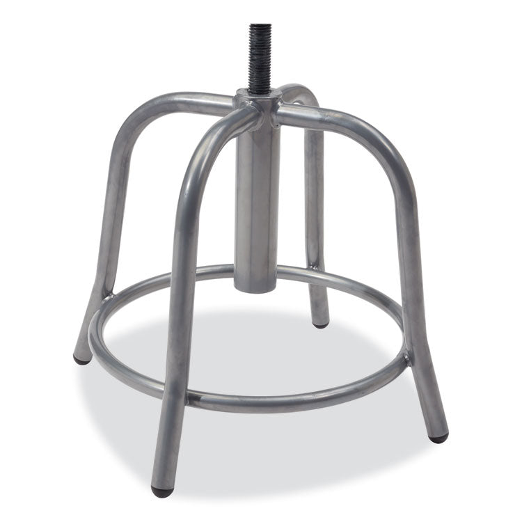 6800 Series Height Adjustable Metal Seat Swivel Stool, Supports Up to 300 lb, 18" to 24" Seat Height, Black Seat, Gray Base