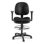 Comfort Task Stool with Arms, Supports Up to 300 lb, 25.5" to 35.5" Seat Height, Black Seat, Black Back, Black Base