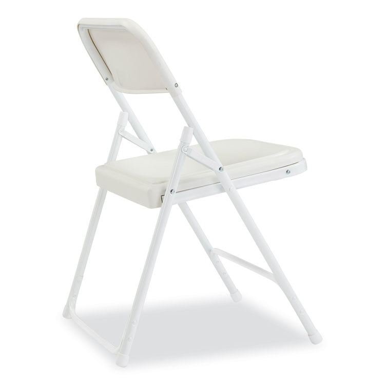 800 Series Plastic Folding Chair, Supports Up to 500 lb, 18" Seat Height, Bright White Seat, White Base, 4/Carton