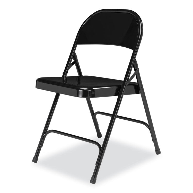50 Series All-Steel Folding Chair, Supports Up to 500 lb, 16.75" Seat Height, Black Seat, Black Back, Black Base, 4/Carton