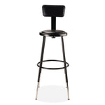 6400 Series Height Adj Heavy Duty Vinyl Steel Stool w/Backrest, Supports 300 lb, 25"-33" Seat Ht, Black