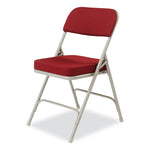3200 Series Premium Fabric Dual-Hinge Folding Chair, Supports Up to 300 lb, Burgundy Seat, Burgundy Back, Gray Base, 2/Carton