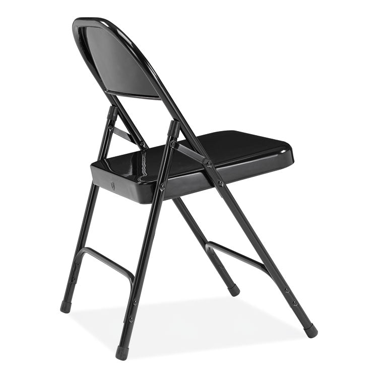 50 Series All-Steel Folding Chair, Supports Up to 500 lb, 16.75" Seat Height, Black Seat, Black Back, Black Base, 4/Carton