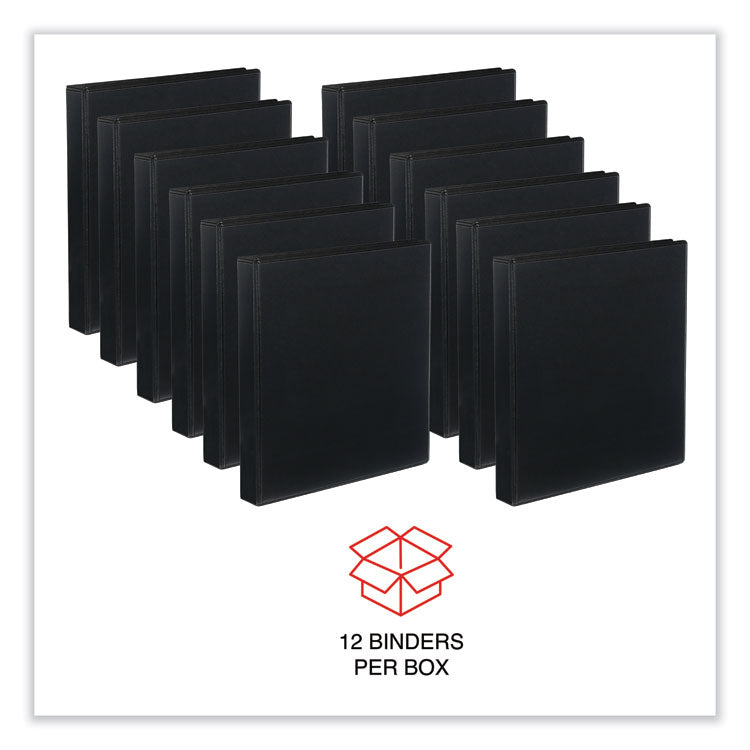 Slant D-Ring View Binder, 3 Rings, 1" Capacity, 11 x 8.5, Black, 12/Carton