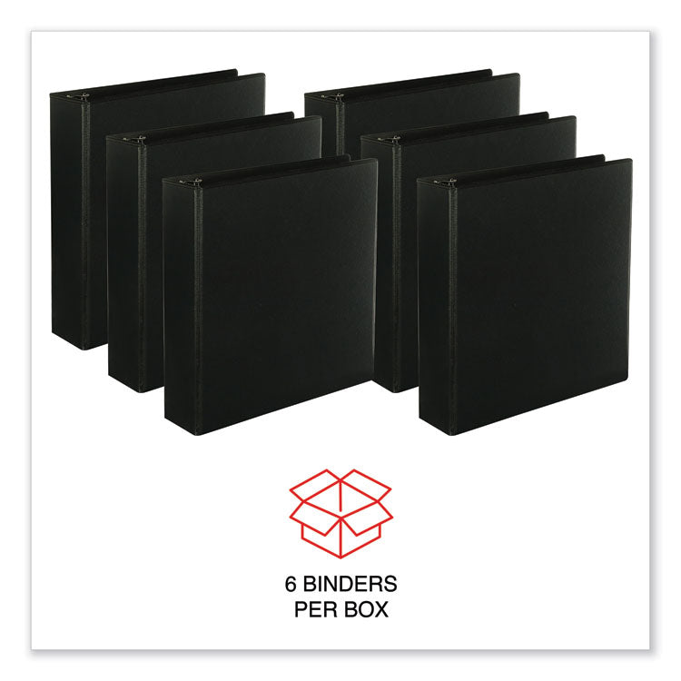 Slant D-Ring View Binder, 3 Rings, 2" Capacity, 11 x 8.5, Black, 6/Carton