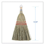Corn Whisk Broom, Corn Fiber Bristles, 9" Bristle Length, Yellow, 12/Carton
