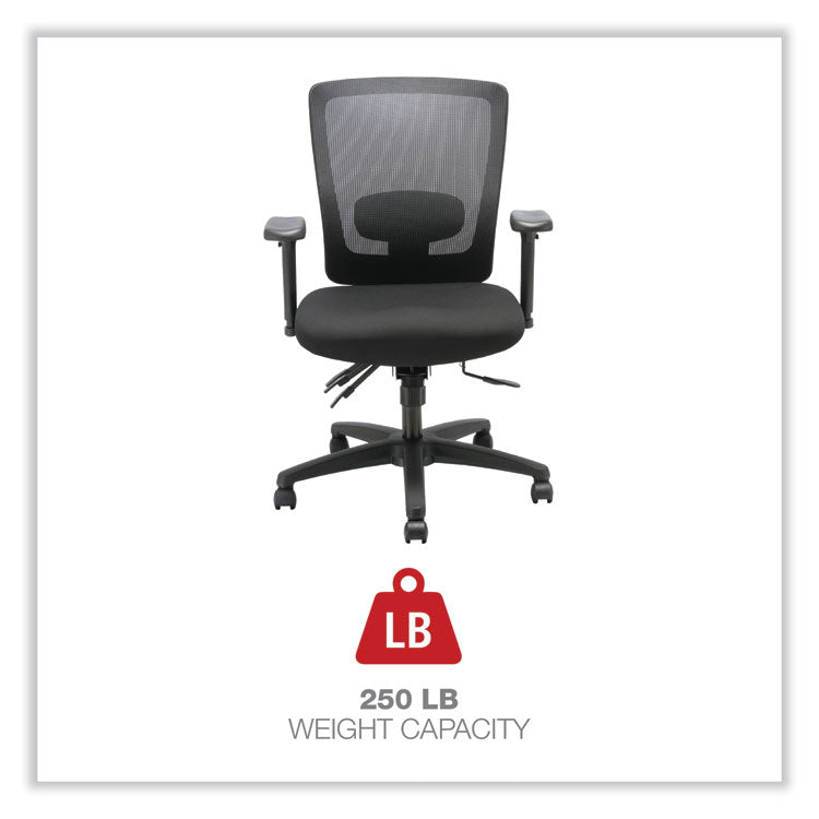 Alera Envy Series Mesh Mid-Back Multifunction Chair, Supports Up To 250 Lb, 17" To 21.5" Seat Height, Black