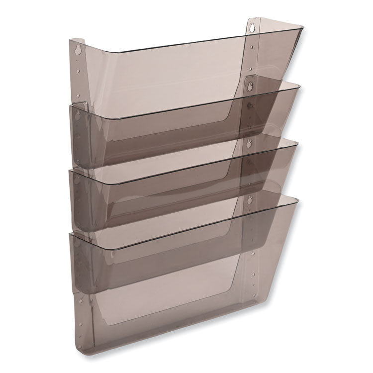 DocuPocket Stackable Four-Pocket Wall File, 4 Sections, Letter Size, 13" x 4", Smoke