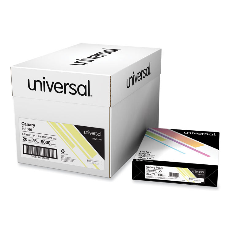 Deluxe Colored Paper, 20 lb Bond Weight, 8.5 x 11, Canary, 500 Sheets/Ream, 10 Reams/Carton