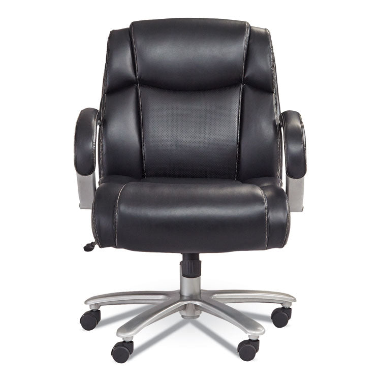 Lineage Big and Tall Mid Back Task Chair 24.5" Back, Supports 350 lb, 19.5" to 23.25" Seat Height, Black Seat, Chrome Base