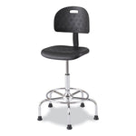 Workfit Economy Industrial Chair, Supports Up to 400 lb, 22" to 30" Seat Height, Black Seat, Black Back, Silver Base