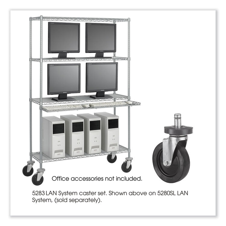 Caster Kit for Safco Task Master Industrial Shelving Units, Black, 4/Set (2 Locking)