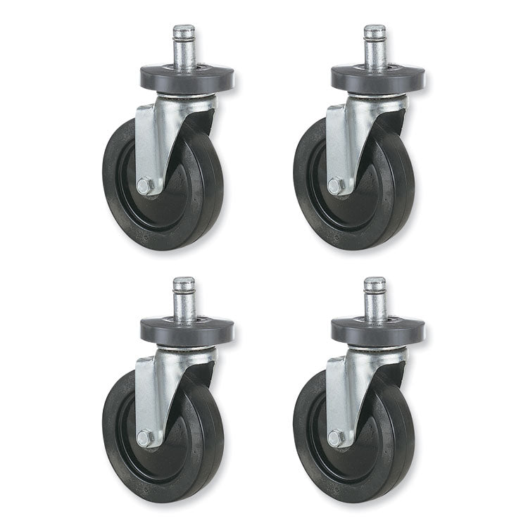 Caster Kit for Safco Task Master Industrial Shelving Units, Black, 4/Set (2 Locking)