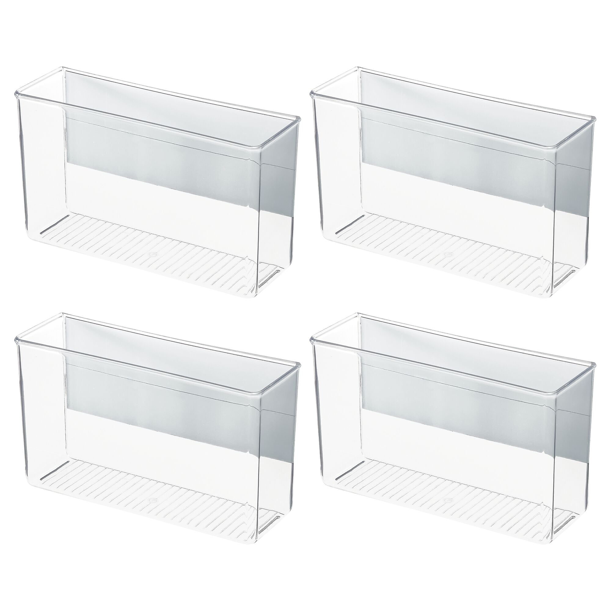 iDESIGN Magnetic Plastic Storage Bin, 6.25" x 3"x 11", Clear, 4/Pack (28111M4)
