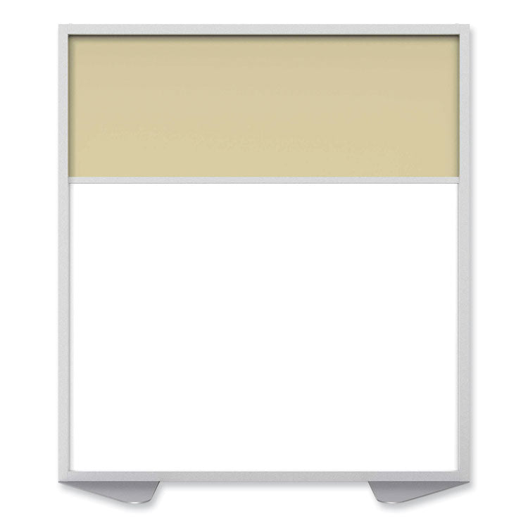 Floor Partition with Aluminum Frame and 2 Split Panel Infill, 48.06 x 2.04 x 53.86, White/Carmel